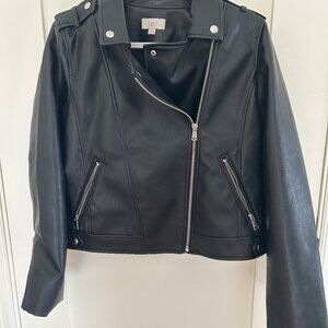Women's faux leather moto jacket - Ann Taylor Loft Lg Petite